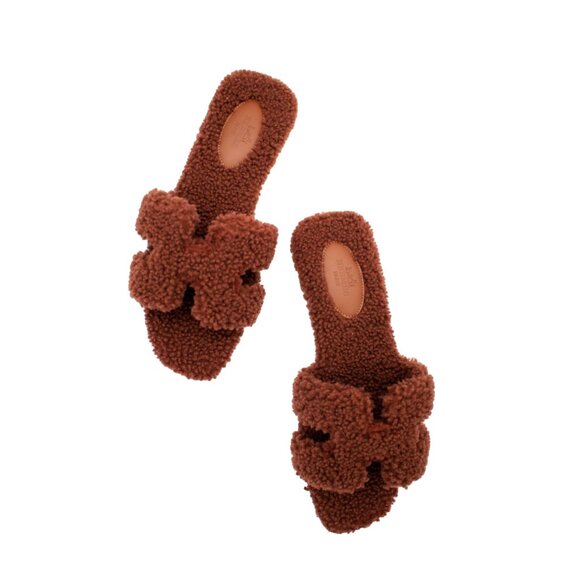 Hermes Oran Shearling Slippers